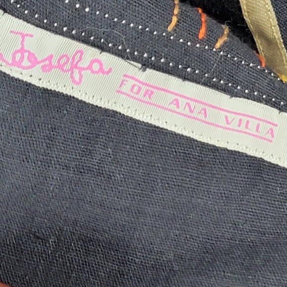 Vtg 70s Josefa Ibarra Black Floral Embroidered Midi S Dress Designer A-Line Boho - Picture 8 of 16